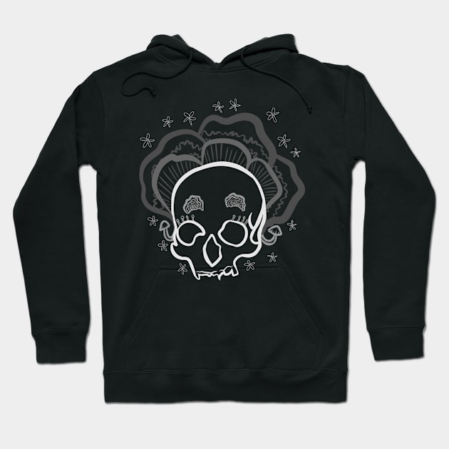 Skull with Mushrooms "Forgotten Queen" Hoodie by Boreal-Witch